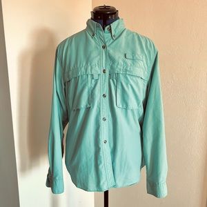 LLBean Tropical Wear light green vented shirt long sleeve size large